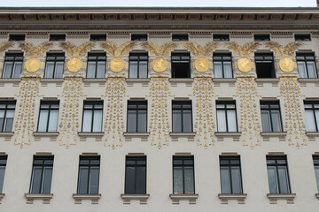 art nouveau habitation building (musenhaus) in vienna (austria)