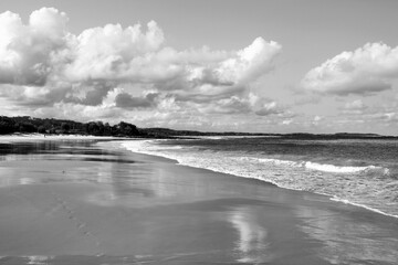Australia - New South Wales coast landscape. Black and white retro photo style.