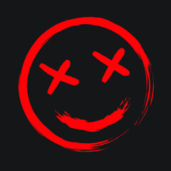 Obraz premium Grunge hand drawn smiling face emoticon