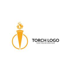 Torch Fire Flame with Pillar column logo design.