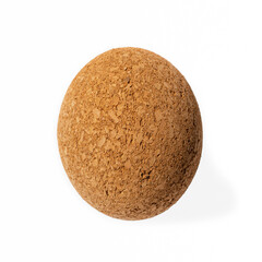 Nice brown egg oval shape cork isolated on white background,close up.