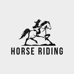 Horse rider logo design. Stylized woman and horse illustration