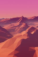 mountain landscape low poly 3d illustration