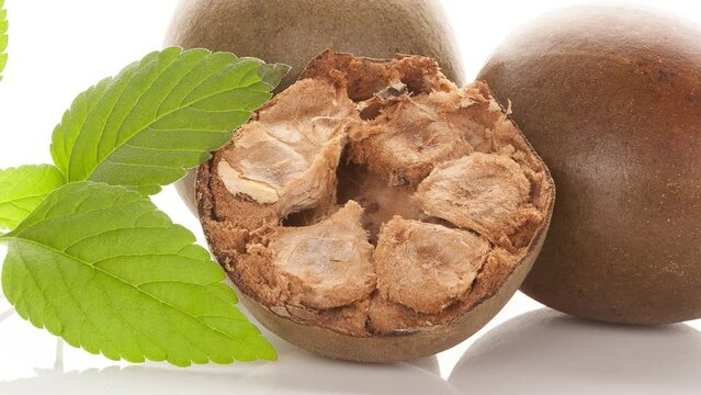 Arhat fruit. Luo Han Guo aka Monk fruit isolated on white background. Siraitia grosvenorii.