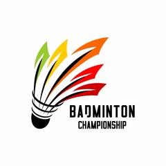 vector illustration of badminton sport on white background