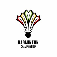 vector illustration of badminton sport on white background - obrazy, fototapety, plakaty