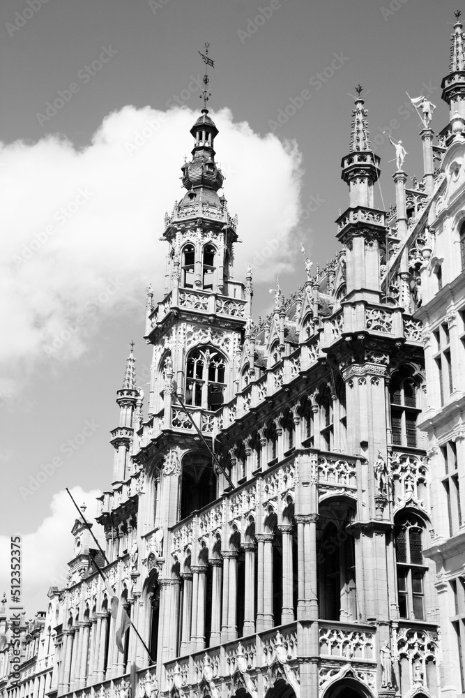 Canvas Prints Brussels - Grand Place. Black and white photo vintage style.