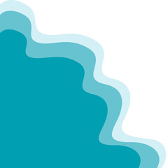 Vector simple illustration of blue waves isolated on white background.