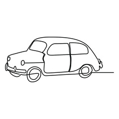 one line continuous drawing of retro classic car