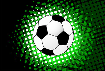 soccer ball over halftone splash background - vector artwork.