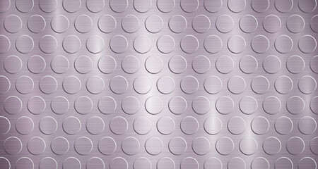 Abstract metallic background in purple colors with highlights and a texture of voluminous convex circles