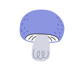 Hand drawn cute contemporary illustration of mushroom. Flat vector fungus element in simple colored doodle style. Forest, nature, autumn sticker, icon or print. Isolated on white background.
