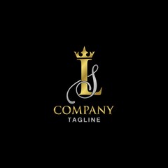 modern luxury INITIAL LS with crown Logo template
