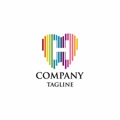 colorfull line art letter H logo concept