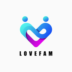 love family colorful logo design