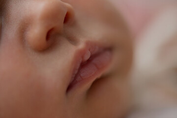 Macro photography, baby lips close-up