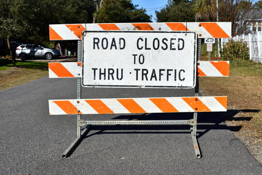 Road Closed Sign on Neighborhood Street