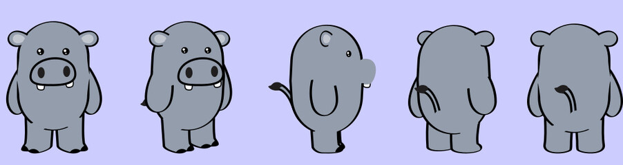 Obraz premium hippo chibi cartoon perspective set in vector format
