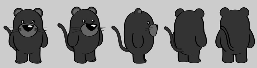 chibi panther cartoon perspective set in vector format