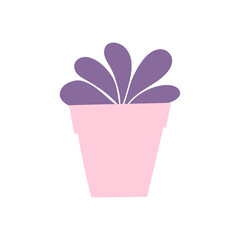Cute Hand-drawn Plant in a Pot Flat Vector Illustration