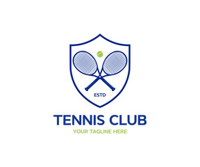 Tennis club logo design. Tennis rackets logo with a minimalistic concept vector design and illustration.