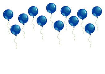Blue balloons isolated on white background. Text place.