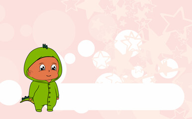 standing baby kid cartoon with crocodile pijama illustration background in vector format
