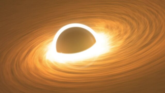 Supermassive Black Hole Wide Shot with Accretion Disk and Einstein Ring on the Event Horizon - Powered by Adobe