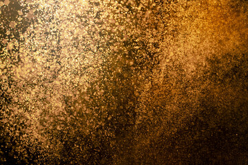 Dark golden bokeh glitter texture background