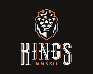 Lion modern logo. King heraldic emblem design editable for your business. Vector illustration.