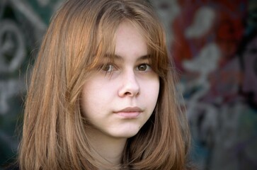 portrait of a girl in an abandoned building. The Brooding Teenager