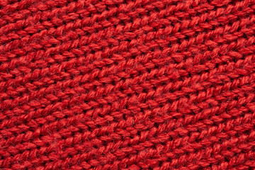 Red knitted cloth wool texture surface background