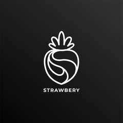 strawberry line art logo