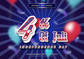 3d Editable Text Style. 4th of July. Independence day