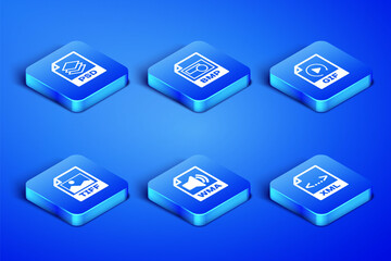 Set XML file document, PSD, WMA, TIFF, BMP and GIF icon. Vector