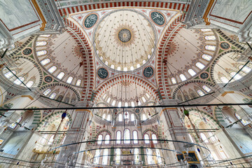 Awesome interior of the Fatih Mosque in Istanbul, Turkey