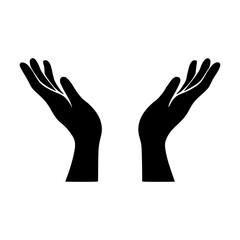 Obraz premium Hands holding design vector, hands praying logo. Support, peace, care hand gestures. Vector icon. free hand vector art. EPS10