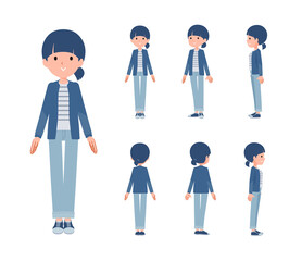 立っているナチュラルスタイル女性のセット