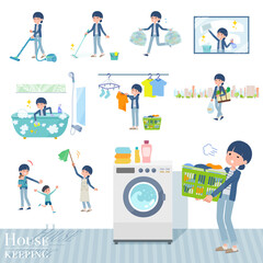 掃除や洗濯など家事に関するナチュラルスタイル女性のセット