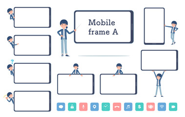 スマートフォンの画面とナチュラルスタイル女性のセット