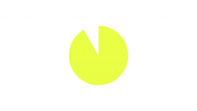 Minimalistic 60 Seconds Countdown Animation. Simple Sixty Seconds Timer, Animated Clockwise Circle, Piechart Dynamically Changing Colors During 1 Minute. One Minute Timer Motion Graphics for Video Cha
