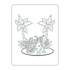 Cocktail coloring page for kids and adult