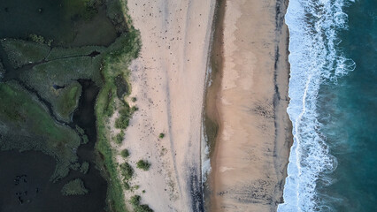 Fototapeta na wymiar Aerial view of Arugam bay beach in Sri Lanka. High quality photo