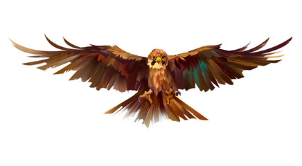 drawn bright bird hawk on a white background - 512373519