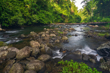 The flow of the Palak Siring Kemumu waterfall in North Bengkulu, Indonesia