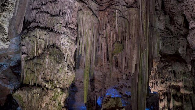 Massive stalactites and rock columns in St. Michael's cave, Gibraltar.