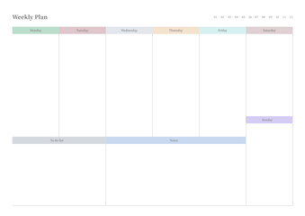 Fototapeta na wymiar Note, scheduler, diary, calendar planner document template illustration. Weekly plan.