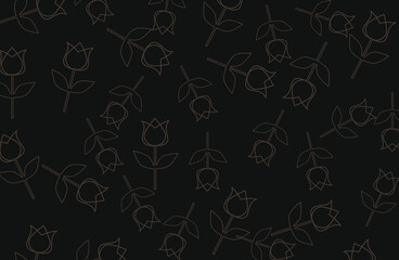 Rose and stem line art