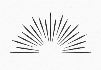Sunburst icon. Half circle sun burst or starburst collection isolated on the grunge background. Vector illustration.