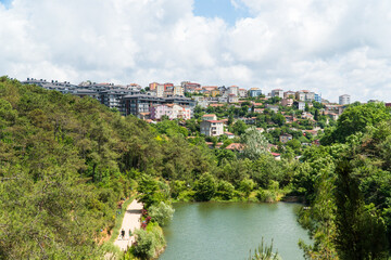 Ataturk kent ormani in Istanbul. Ataturk City Forest. Green spaces in Istanbul city. Green parks or...